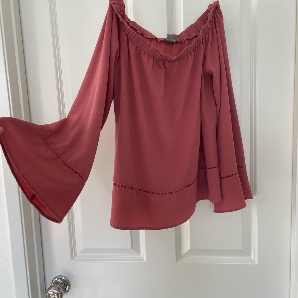 Off shoulder bell sleeve blouse
